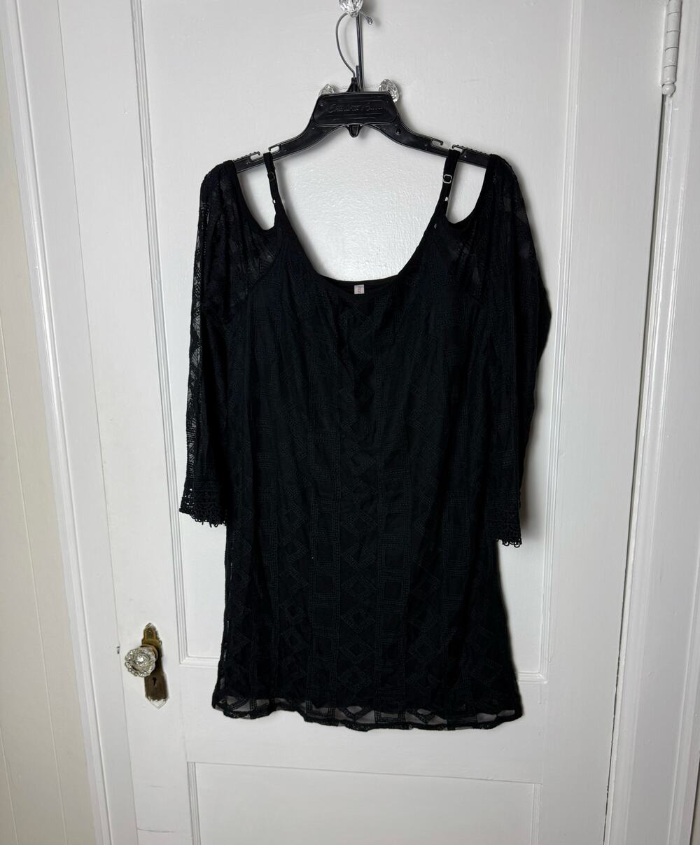 Vintage Y2K Xhilaration Black Lace Dress S Cold Shoulder Goth Fairy Grunge
